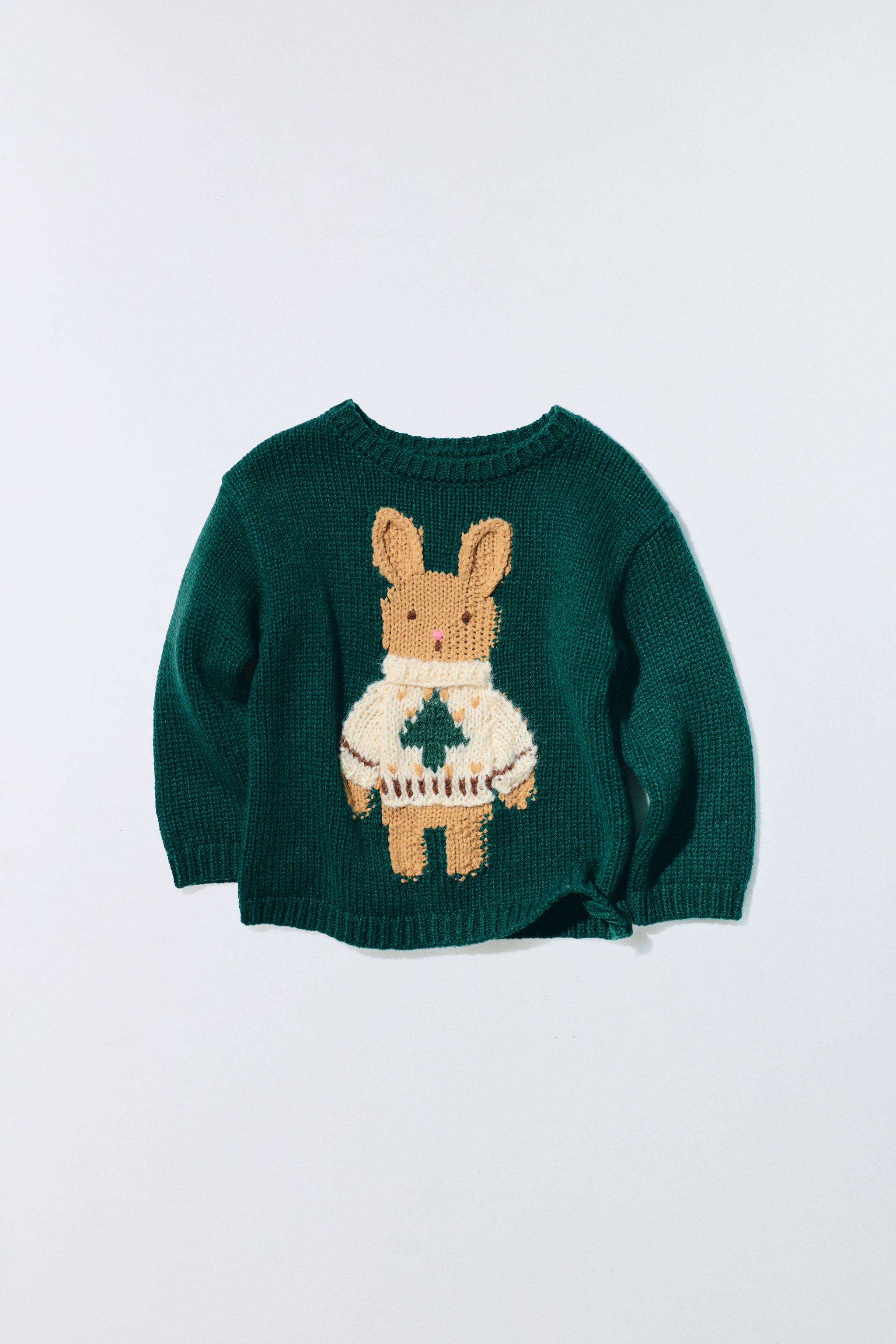 1-6 YEARS/ KNIT JUMPER WITH EMBROIDERED BUNNY WOOL